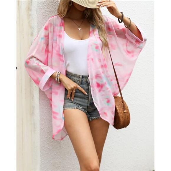 Kimono Cardigan Cape 3/4 Bat Sleeve - Picture 5 of 7